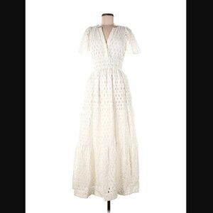 SOLD-ANTHROPOLOGIE White Eyelet Edition Somerset Maxi Dress Short Sleeve XS NWT
